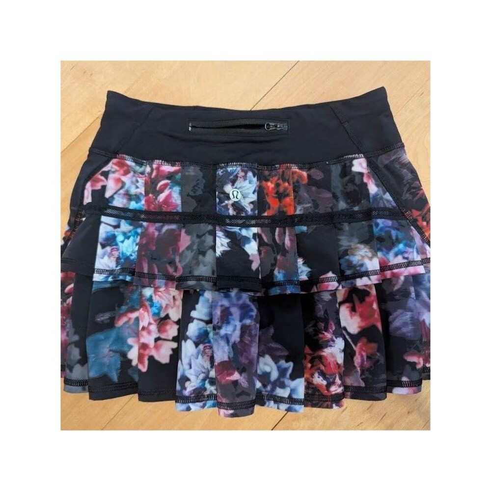 Lululemon Skirt Skort Black Pink Purple Floral Pleated 2 - Picture 3 of 3